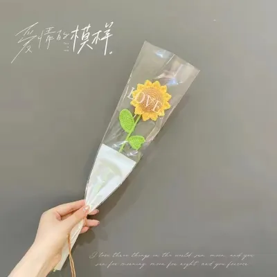 1 Piece Handmade Crochet Forever Flower Knitting Bouquet DIY Girlfriend Birthay Gift Valentines Knit Flowers Present Tulip 针织花永生花