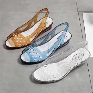 [Free Shipping] Womens Square Dance Sandals 2026 Summer New Crystal Shoes Soft Sole Non-Slip Open-Toe Plastic Outdoor Beach Candy Color