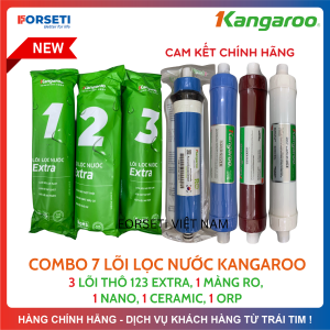 Combo 7 Lõi Lọc Nước 123 RO50GPD Nano Ceramic ORP KANGAROO  (Combo cho KH đang dùng lõi chức năng vặn ren cũ)