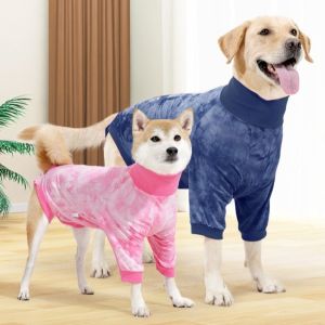 YITAQI Elastic Dog Recovery Suit Comfortable Tie Dye Dog Anxiety Vest Dog Pajamas Warm Pet Spay Suit Post-Operation Care