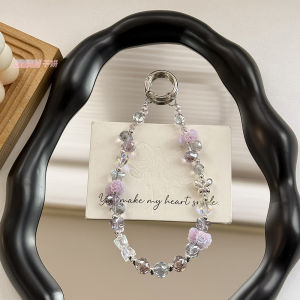 ที่แขวนหูฟังคริสตัลอัลลอยรูปผีเสื้อทำจากสายคล้องโทรศัพท์เรืองแสงสว่างตกแต่งกระเป๋าพวงกุญแจสัมผัสขั้นสูง