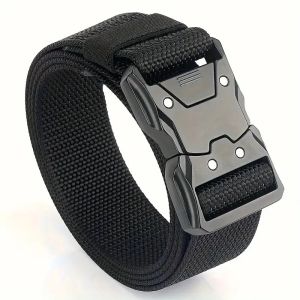 ✅New Tactical Belt Metal Buckle Quick Release Elastic Belt Casual Tooling Training Belt Mens Trousers Belt