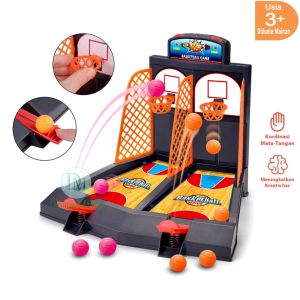 Mainan anak tanding lempar bola basket board finger game set shooting basketball