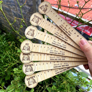Thước gỗ bút chì gỗ quà tặng học sinh khắc tên theo yêu cầu