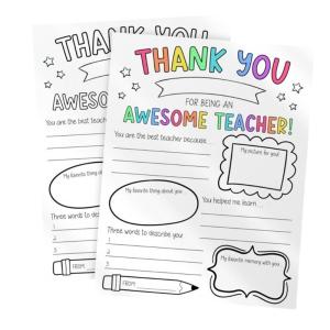 Pack of 2 About My Teacher Posters Coloring Activity Sheets With Writing Prompts For Classroom Projects Teacher Gift