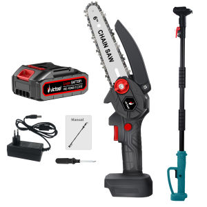 6200W เลื่อยไฟฟ้าแบต เลื่อยยนต์ 6นิ้ว เลื่อยไม่แปรงถ่านไฟฟ้า เครื่องมือการตัดแต่งสวนไร้สายเลื่อยกิ่งสูงสำหรับแบตเตอรี่ Makita 21V เลื่อยไฟฟ้าไร้สาย + ด้ามต่อ การทำงานด้วยมือเดียว Telescoping Pole Electric Chainsaw 2.1M