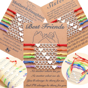 Sisters Good Friend Bracelet Matching Woven Bracelet Long Distance Friendship Heart Bracelets Gift for Girls Women