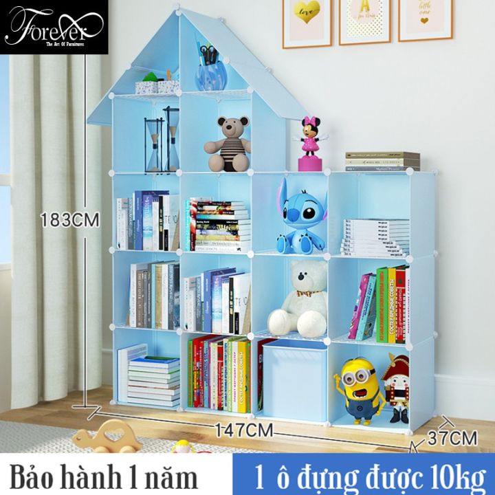 Kệ Sách Lắp Ghép Giá Rẻ 16 Ô Kiểu Mới Hình Ngôi Nhà, Khung Nhựa Xanh ...