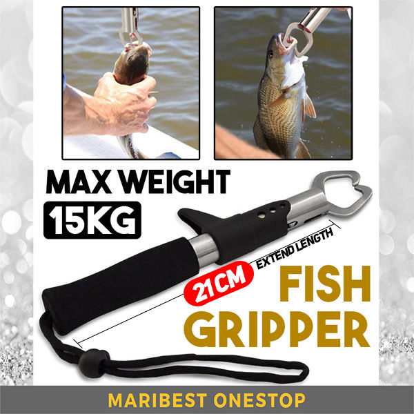 BL-039 Fish Gripper Extend Rod 21cm Weighing Scale 15KG Fishing Tool Fish  Lip Grabber Clip Clamp Fish Pliers Holder