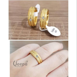Cincin Pasir Garis Satu Permata Titanium Aksesoris Fashion Wanita Elegan Terbaru