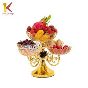 Satu Keluarga Ornamental Fruit Plate Piring Saji Bisa Putar C1007 Luxury Fruit Candy Food Bowl