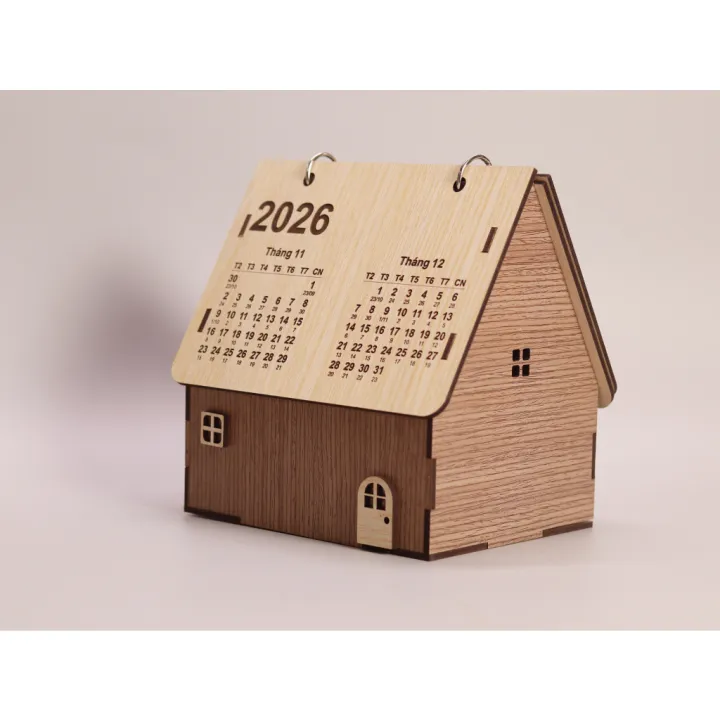 Lịch 2026 Để Bàn, Lịch Gỗ 3D Decor Trang Trí Hình Ngôi Nhà | Lazada.vn