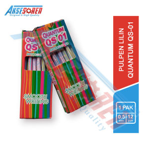 Aksesoren Pulpen Lilin Quantum Extrafine [QS-01/12 Pcs] / Bolpoin 0.5 Mm / Pena Ballpoint Murah 1 Pack Motif Ulir Spiral