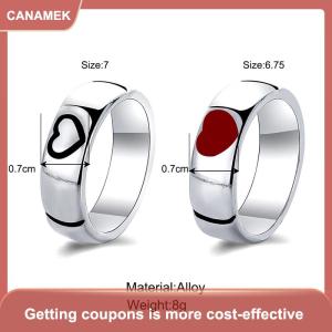 【CANAMEK 】 Black and White Couple Rings Set Simple Cute Finger Rings for Women Fashion Accessories Jewelry