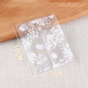 100 Túi Đựng Bánh Kẹo Bao Bì Đựng Trà Họa Tiết Bông Hồng Trắng