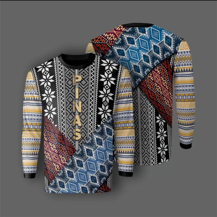Retro Batik Fashionable Men's Long Sleeve T-Shirt Retro Batik 3D Print Spring ...