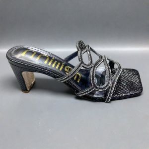 [Free Shipping] African high-heeled womens slippers sandals with rhinestones square toe suitable for outdoor wear