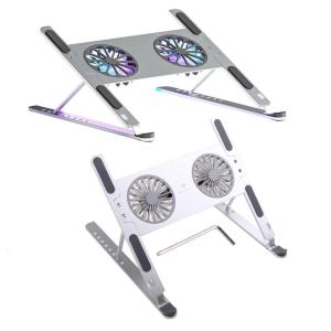 Boneruy Laptop xoay lật mở rộng giá với quạt làm mát chủ máy tính xách tay Pad Bracket Riser Cooler
