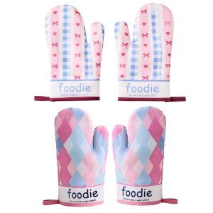 1Pair Kitchen Oven Mitts Thickened Heat Insulation Gloves Baking Mitts Heat Resistant Oven Gloves for Cooking Baking