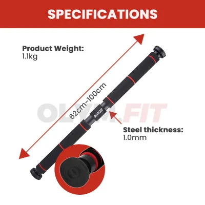 Pull Up Bar | Chin Up Bar | Horizontal Pull Up Bars Adjustable | Doorway Pull Up Bar No Drilling Round Head