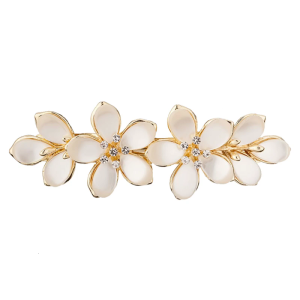 Sparkling Rhinestones Floral Hair Clip With Spring Mechanism For Women Girls Hairpin Party Wedding Updos Secure Grip