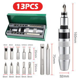 Original 13/7PCS Drive Impact Screwdriver Set 1/2 Inch Hand Impact Driver Multi-Purpose Extractor Tool Slotted Remove Damaged Screws