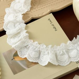 MUNCHX White Ruffle Lace Trim Width 4cm Ruffle Design Embroidery Trim DIY Craft Ribbon Cotton Clothes Trimming