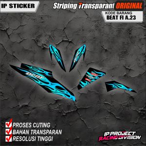 (COD) STIKER STRIPING ORIGINAL MOTOR HONDA BEAT FI 2012-2015 DESAIN RACING HOLOGRAM DAN TRANSPARAN