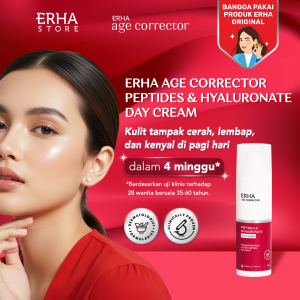 ERHA Age Corrector Peptides & Hyaluronate Day Cream 30g - Pelembap Pagi Anti Aging | Melembabkan | Mencerahkan | Melindungi | Meratakan Warna Kulit | Samarkan Garis Halus Keriput Kerutan | Moisturizer | Anti Penuaan | Pelembab