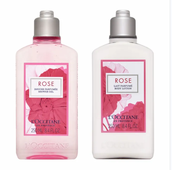L'Occitane Rose Shower Gel + Rose Lait Parfumé Body Lotion 250ml Bundle