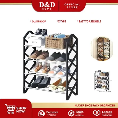 D&DHome l 4Layer Stackable X-Type Storage Oraganizer Shoe Rack ( RANDOM COLOR )