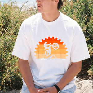 [Local Stock] VCC Gear Outline Mountain Motorbike Stunt Silhouette Print Summer Cotton Male Tee Casual Fashion Round Neck Short Sleeve Bike Top