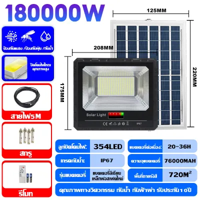 🔥รับประกัน10ปี 🔥 ไฟโซล่าเซลล์ ไฟสปอตไลท์ 10000W Solar Light แสงสีขาว LED กันน้ำกลางแจ้ง ป้องกันฟ้าผ่า จับเวลา สว่างอัตโนมัติเมื่อฟ้ามืด