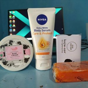 Paket viral pemutih badan wub body cream nivea body serum sabun kojiesan