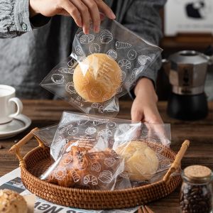 100 PCS 15x18CM Plastic Cookie Donut Bread Pastry Bag Disposable Food Packaging Resealable Gift Bag