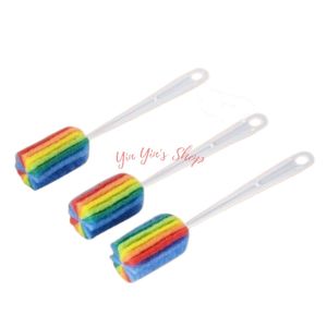 Dụng Cụ Chùi Rửa Ly 7 Màu Tạo Bọt Rửa Cốc Bình Cầu Vồng Cao Cấp Cây Dài 25Cm
