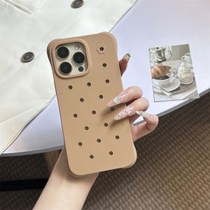 ins DIY For Crocs Charms Silicone Soft Phone Case For iPhone 15 16 Pro Max 14 Plus 13 Solid Color Matte Armor Cover