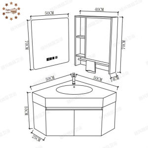 Triangle Bathroom Cabinet Fixed Corner Shaped Solid Wood Bathroom Seamless Basin Hand Wash Basin Cabinet Combination