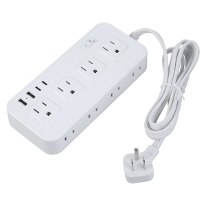 Phích cắm chuẩn Mỹ 2prong Outlet Adapter Ổ cắm điện có dây 5ft dây 8 cửa hàng 2 USB 2 loại C Port 2000j tăng bảo vệ