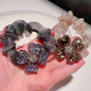 สง่างาม Oganza Scrunchie โชคดีสี่ใบเชือกผมคริสตัล Klein ยางสีฟ้าผู้หญิงแฟชั่นอุปกรณ์ผม