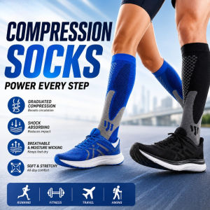 Compression Socks Knee High Stockings For Men Women Graduated Support Athletic Travel Running