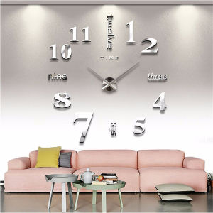 40*40cm DIY Analog 3D Mirror Surface Large Number Clock Wall Stickers Modern Home Decor Mirror Mural Vinyl Removable Sticker Decals Y04