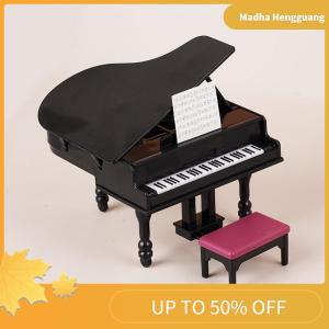 Madha 1:12 Dollhouse Miniature Piano W Stool Instrument Chair Model Living Room Furniture Decor Toy Doll House Accessories