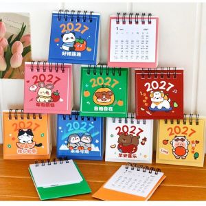 NOBLELYN Mini 2027 Desk Calendar Cartoon Double Coil Monthly Planner Schedule Mark Schedule Planner Desktop Ornaments