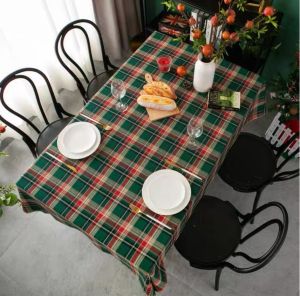 Fast Ship: Red & Green Plaid Christmas Tablecloth