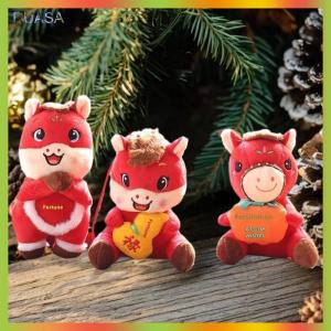 RUASA 2026 ngựa năm linh vật Keychain phim hoạt hình sang trọng Pony Mặt dây chuyền hoàng đạo ngựa Ba lô treo trang trí kỳ nghỉ phước lành món quà