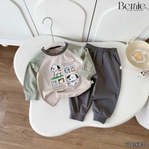 Set bộ dài tay bé trai áo raplang phối màu Dog ngộ nghĩnh kèm quần dài 9kg tới 26kg BERNIE V0426B34