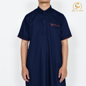 Jubah Gamis Basic Pria Dewasa The Hamza Hitam Baju Gamis Haji Lengan Pendek Toyobo