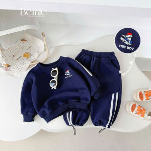 Set bộ dài thể thao phối sọc họa tiết hình thêu Hey boy kèm quần dài bé trai 1đến 7t BERNIE H0525B24
