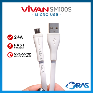 Kabel Data VIVAN Micro USB - Kabel Charger Kabel Casan Cesan Cable Fast Charging Fast Charger Quick Charge1m Meter Kabel Data MIcro USB Vivan SM100S